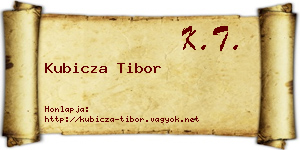 Kubicza Tibor névjegykártya